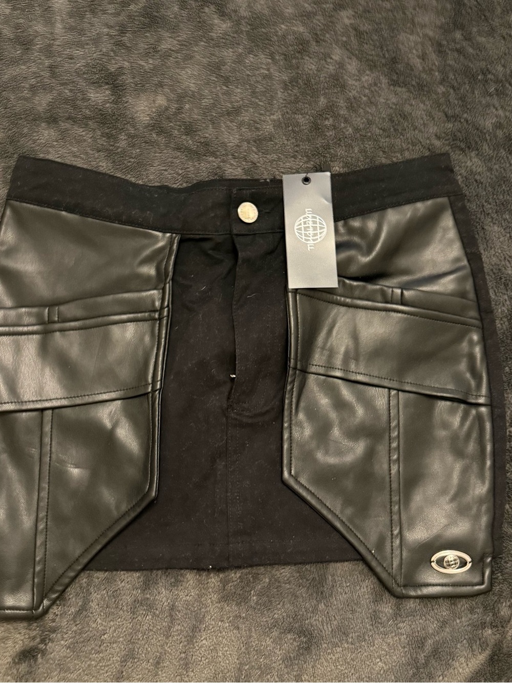 Lux to Kill Black Faux Leather Paneled Mini Skirt